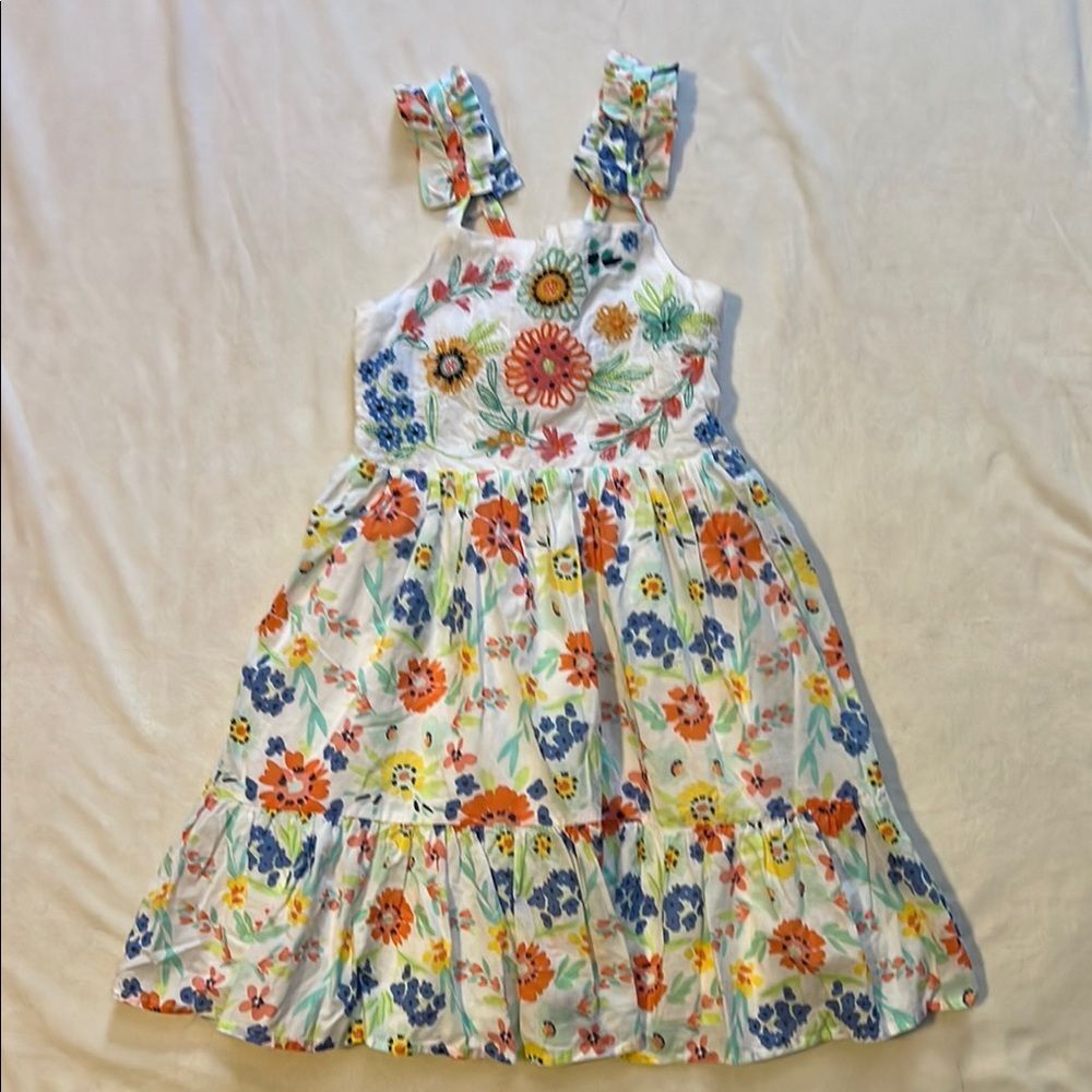 Peek Blue and Orange Pleated Tiered Sundress